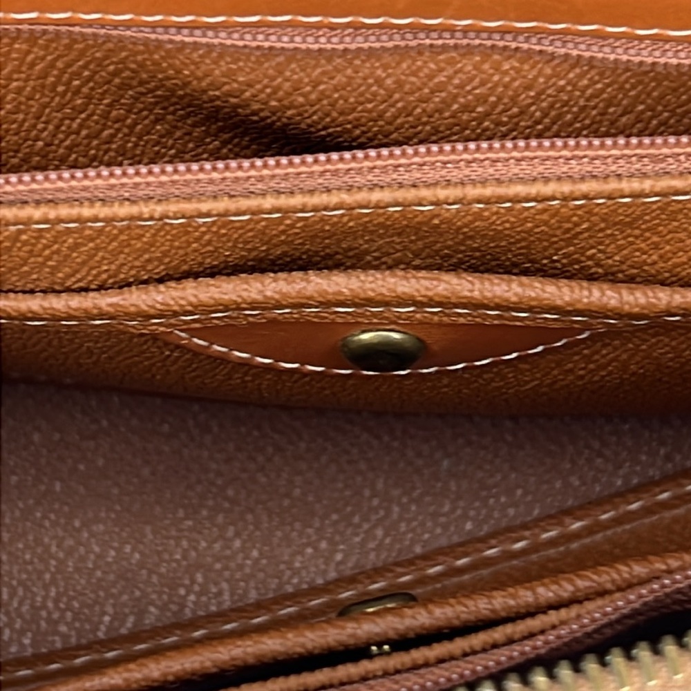 Vintage Dooney & Bourke Leather Satchel Handbag.Brown/ Blue Pebble Leather - Picture 10 of 16